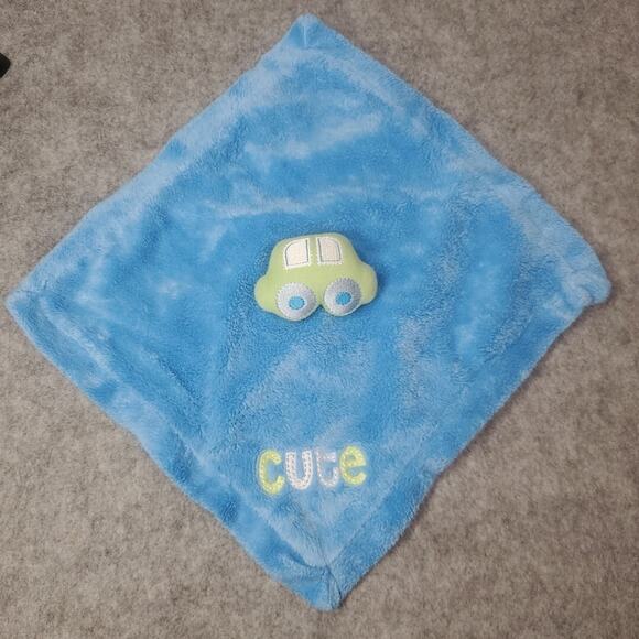 Gerber Car Lovey 12in Security Blanket Cute Transportation Blue Lime Green Plush - Picture 1 of 8